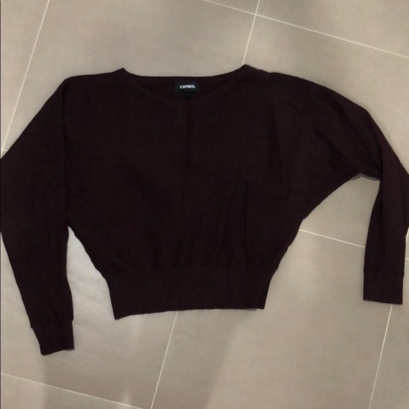 Express Cropped Sweater, Medium, Maroon - Picture 1 of 7